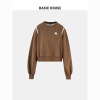 BASICHOUSE 百家好 Basic House/百家好圆领卫衣女2023秋季韩版小众撞色休闲上衣百搭