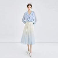 【2024年春季】浪漫优雅A字中长半身裙氛围感渐变网纱裙