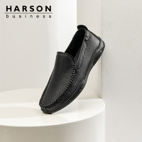 HARSON 哈森 豆豆鞋男羊皮休闲男鞋真皮软底商务休闲皮鞋爸爸一脚蹬懒人鞋