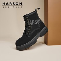 HARSON 哈森 男鞋2023冬季新款小众潮流马丁靴时尚百搭休闲工装靴防滑耐磨