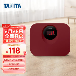 TANITA 百利达 HD-394 电子体重秤 人体秤家用精准减肥用 日本品牌健康秤 红色