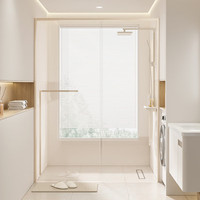 心海伽蓝（SHKL）淋浴房玻璃隔断干湿分离浴屏浴房家用简易一字型卫生间浴房2G 奶油白-平方-759/方