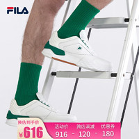 FILA 斐乐 男款撞色板鞋复古休闲鞋滑板鞋欧版 白色/橄榄绿 41