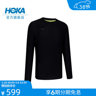 HOKA ONE ONE 男款春夏专业跑步长袖T恤 AIROLITE RUN LONG SLEEVE 黑色 XL