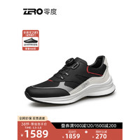 零度Zero男鞋2024年春季轻便透气舒适旋钮拼接休闲运动鞋 黑色 42