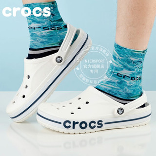 卡骆驰（crocs）男鞋女鞋 贝雅卡骆班运动休闲拖鞋沙滩鞋透气耐磨洞洞鞋凉鞋 贝雅卡骆班/白色-深蓝 M4W6(36-37)