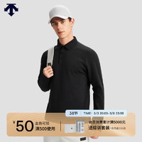 DESCENTE迪桑特 DUALIS系列都市通勤男士长袖POLO衫 BK-BLACK 3XL (190/108A)