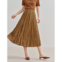 茵曼（INMAN）肌理感半身裙2024夏季女装松紧腰显腿长大A摆遮胯长裙子 咖红色 M