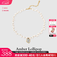 Amber Lollipop 淡水珍珠项链女十二星座许愿币吊坠锁骨链妇女节 项链（淡水珍珠+14K金）