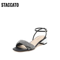 STACCATO 思加图 女士中跟凉鞋 EBO22BL2 黑色 35