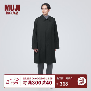 无印良品（MUJI）男式 不易沾水 立领大衣 长款外套 ADB60C3A风衣外套男 男士风衣 黑色 S(165/84A)