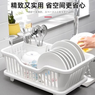 家の物语（KATEI STORY）日本沥水碗架厨房碗碟架沥水架塑料沥碗单层大容量放碗架家用 NO.3白色