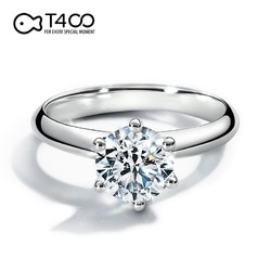 T400 莫桑钻石戒指女款单钻六爪求婚结婚闭口礼物送女友情人节礼物 一克拉