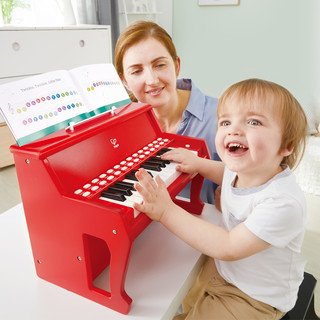 Hape多功能钢琴25键灯光教学电子琴儿童初学家用宝宝木制弹奏玩具