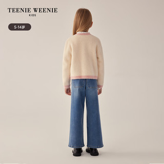 Teenie Weenie Kids小熊童装24早春女童撞色小香风毛衣开衫 粉色 150cm