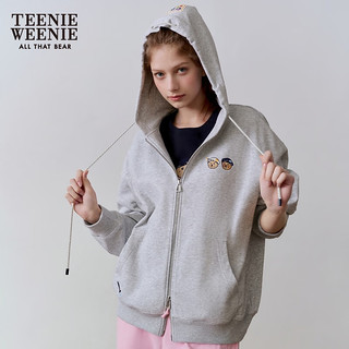 Teenie Weenie小熊2024年索罗娜连帽灰色卫衣宽松上衣女格雷系 中灰色 155/XS