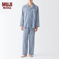 无印良品（MUJI）男式 无侧缝 双层纱织 睡衣 男士家居服春季 FB0YDC4S 蓝色格纹 XL(上装180/104A下装180/92A)