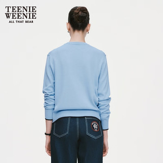 Teenie Weenie【含桑蚕丝】小熊2024年柔软亲肤针织开衫空调衫薄款 蓝色 155/XS