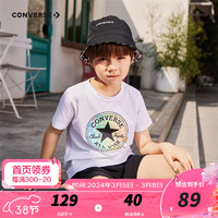 CONVERSE 匡威 儿童装夏季男童短袖t恤透气上衣新款星标3-14岁大童半袖T恤 白色 140(S)