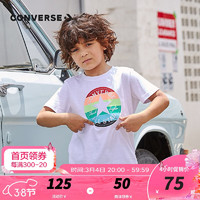 匡威（Converse） 儿童装男童t恤夏季大童星标短袖上衣纯棉小女孩外穿打底衫 纯白色-彩标 160L(XL)