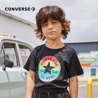 匡威（Converse） 儿童装男童t恤夏季大童星标短袖上衣纯棉小女孩外穿打底衫 正黑色-彩标 140(S)