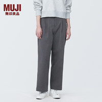 无印良品 MUJI 女式 横竖弹力丝光斜纹 抽褶宽版裤 裤子早春BE1SAA4S 炭灰色 L (165/70A)