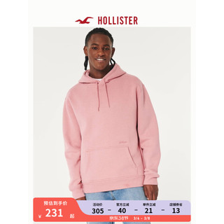 HOLLISTER美式百搭抓绒保暖休闲款Logo帽衫卫衣 男 355644-1 粉红色 M