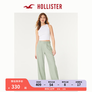 HOLLISTER24春夏高腰舒适亚麻混纺休闲宽松阔腿裤女 356896-1 灰绿色 S (165/68A)