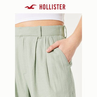 HOLLISTER24春夏高腰舒适亚麻混纺休闲宽松阔腿裤女 356896-1 灰绿色 S (165/68A)