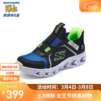 斯凯奇（Skechers）一脚蹬闪穿鞋红色新年男童休闲闪灯鞋中大童运动鞋403830L 黑色/蓝色/柠檬色/BBLM 34码