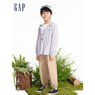 Gap男童2024春季轻薄遮阳logo半高领连帽外套儿童装890361 淡紫色 120cm(XS)亚洲尺码