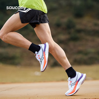 Saucony索康尼啡速4跑鞋男24年春减震马拉松训练竞速跑步鞋运动鞋 白黑 42.5