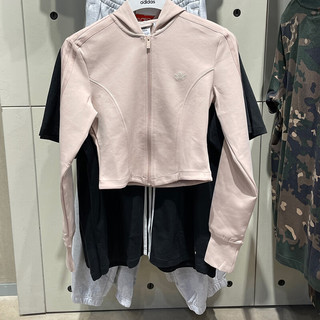 阿迪达斯 （adidas）三叶草外套女装春秋款连帽防风运动服修身高腰鱼骨衣休闲夹克 IX1907 L