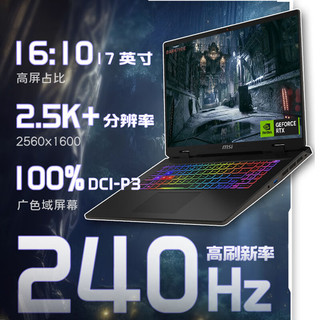 微星（MSI）刃影17 2024 14代酷睿i7-14700HX 17英寸游戏本笔记本电脑(16GB 1T RTX4070 2.5K 240Hz高刷 )