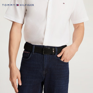 TOMMY HILFIGER 24春季男装时尚休闲金属小标针扣式织腰带AM0AM12243 黑色BDS 1个 95cm