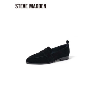 史蒂夫·马登 STEVE MADDEN/思美登通勤百搭一脚蹬乐福鞋女 ULANI 黑色 绒 39