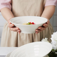 亿嘉面碗拉面碗家用陶瓷碗纯白色餐具防烫大号吃面碗面条碗