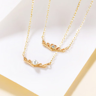 meluxe 淡水珍珠项链钻石吊坠女珍珠锁骨链 送女友三八妇女节礼物 淡水珍珠2-3mm，长约41cm