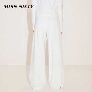 MISS SIXTY2024春季休闲裤女直筒宽松阔腿喇叭针织长裤运动风 白色 M