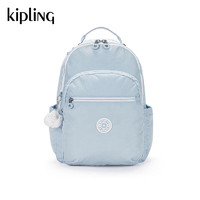 kipling 凯普林 男女轻便帆布包2024春季首尔包双肩书包电脑包|SEOUL系列 冷霜蓝拼接