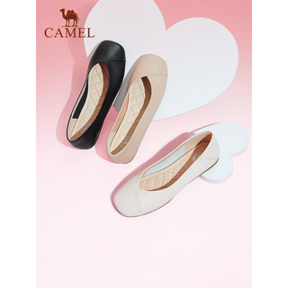 骆驼（CAMEL）单鞋女浅口平底鞋法式柔软舒适鞋子 L23S076035黑色 36