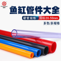 蓝昂鱼缸管件配件大全水族上水下水PVC塑料硬管排水管材 红色硬管（1米 / 段） 20mm