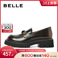 BeLLE 百丽 复古厚底金币乐福鞋女鞋子2024春季单鞋小皮鞋B1757AA4预 棕色 39