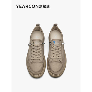 YEARCON 意尔康 男鞋 潮流复古板鞋男2024春季简约松紧带轻便百搭休闲鞋男 杏色 44