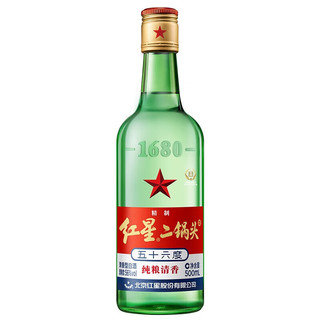 红星酒厂直供北京产北京红星二锅头绿瓶大二清香型纯粮优级酒高度白酒 56度 500mL 1瓶