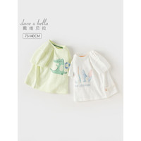 戴维贝拉（DAVE＆BELLA）男童短袖t恤洋气儿童上衣打底衫纯棉宝宝衣服2024夏季童装 绿色 90cm(身高80-90cm)