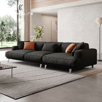 广巢（GUANGCHAO）意式极简布沙发黑色高级感细麻布多人位 联系设计师：支持