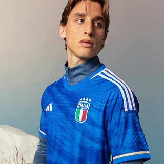 adidas阿迪达斯男意大利队球员版主场透气干爽足球运动短袖球衣