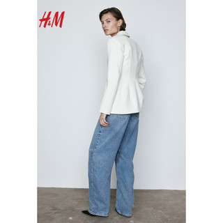 H&M2024春季女装商务休闲风外穿双排扣设计感休闲西装1215794 奶油色 165/92A