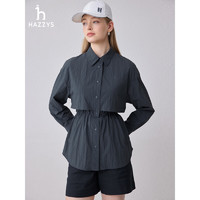 哈吉斯（HAZZYS）女装 2024春夏女士休闲衬衫式薄夹克女ASVSU0BBU12 深灰色DE 165/88A 40